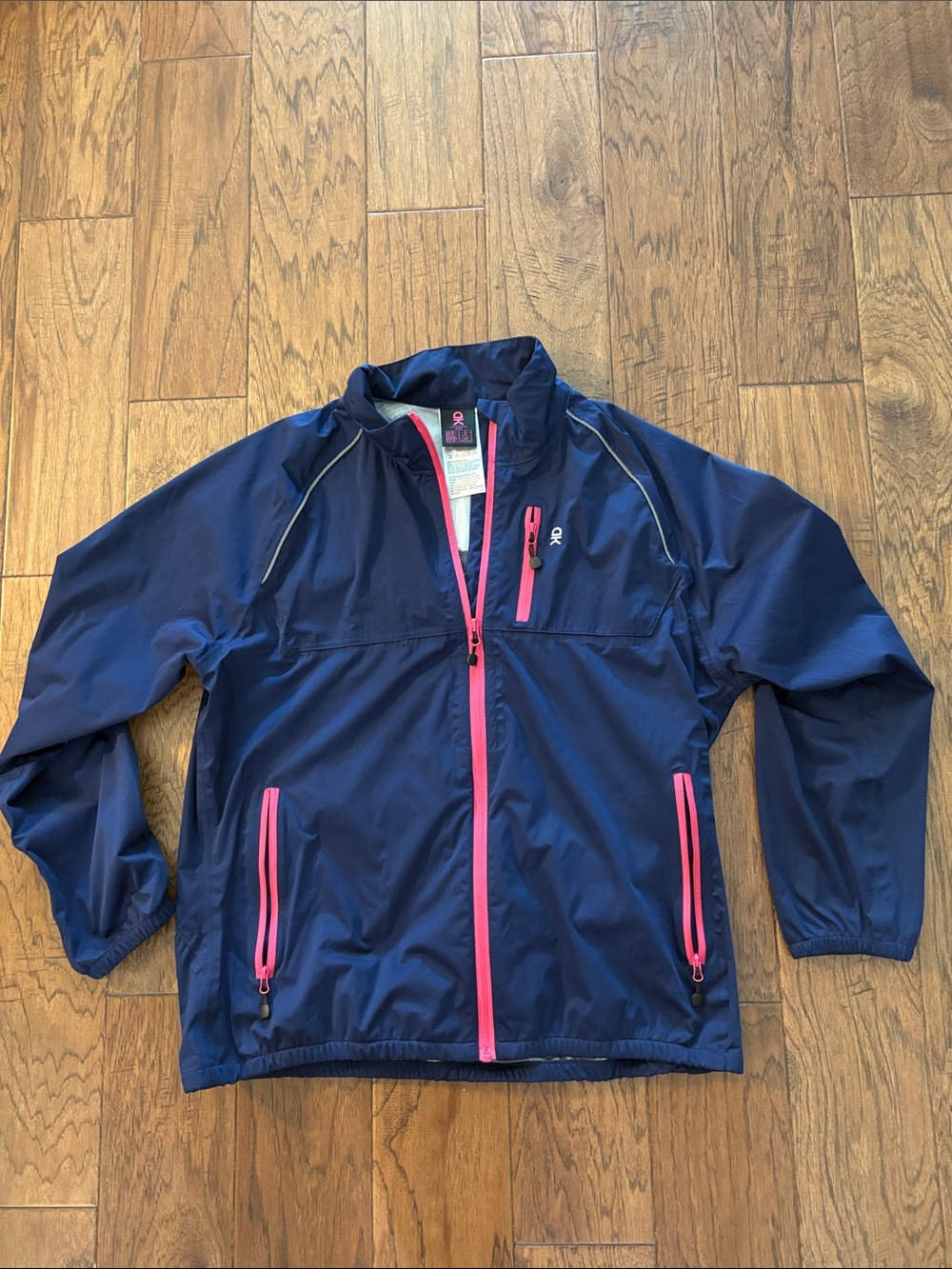Little Donkey Andy Navy Windbreaker Jacket with Pink Accents - Active Outerwear